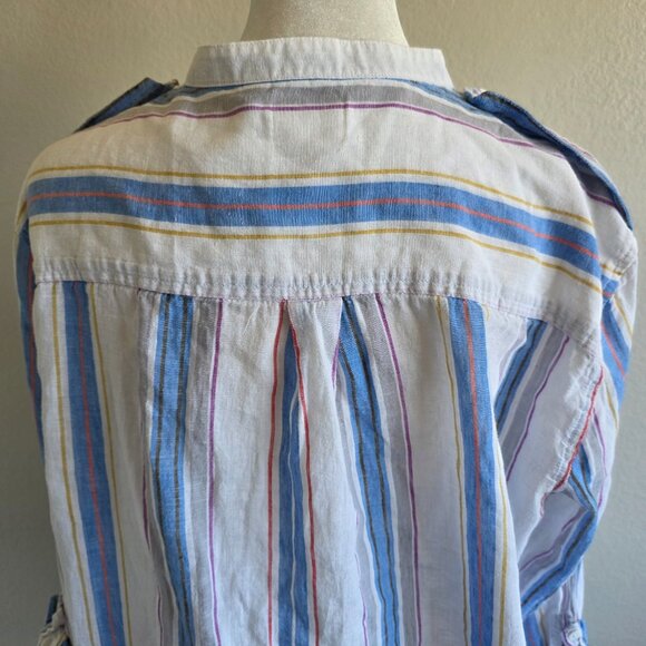 AG Adriano Goldschmied Linen Cotton Button Shirt Roll Tab Sleeve Women Size L - Picture 6 of 8